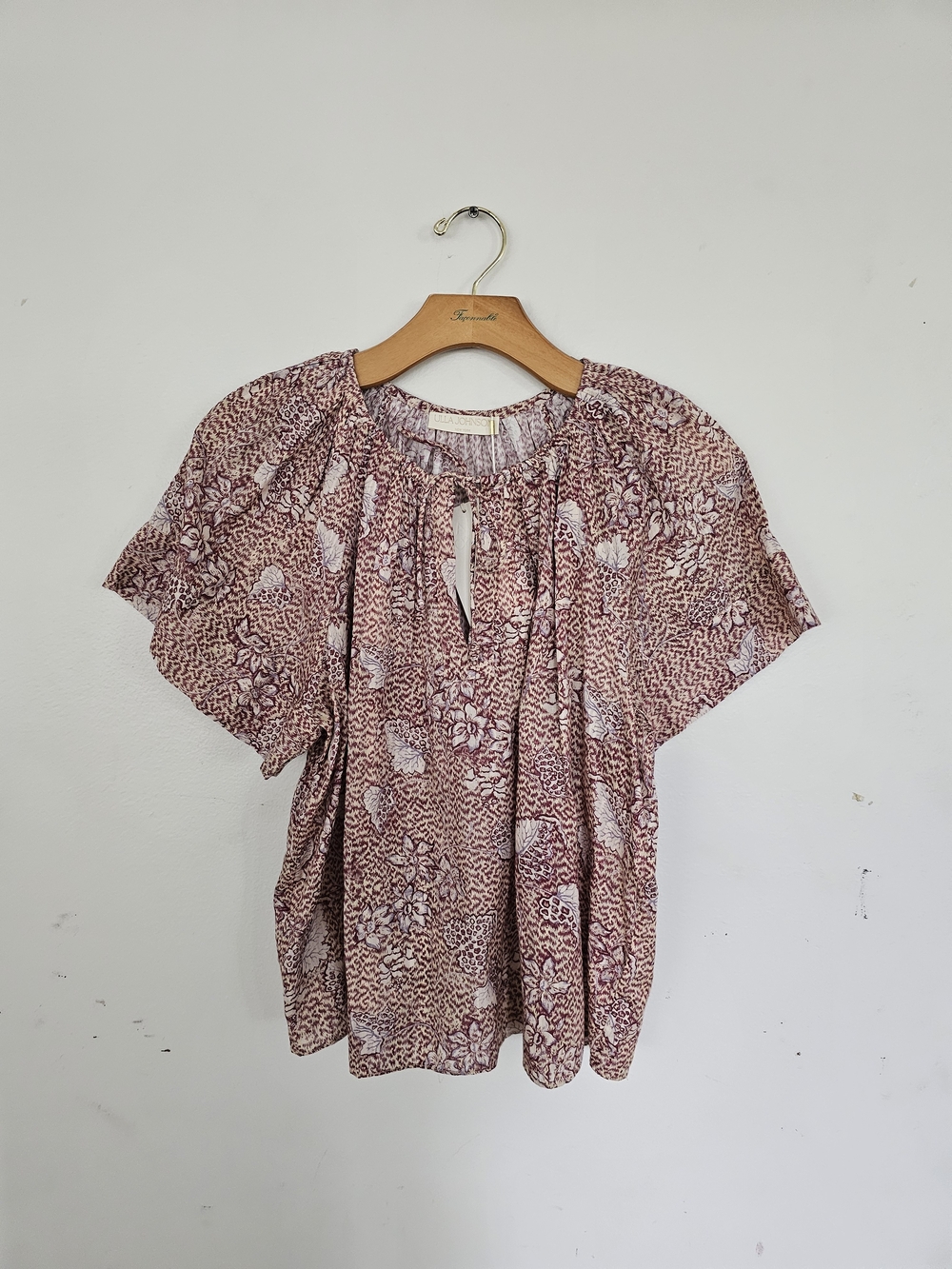 Ulla Johnson Sena Top Sandalwood Printed Blouse Top